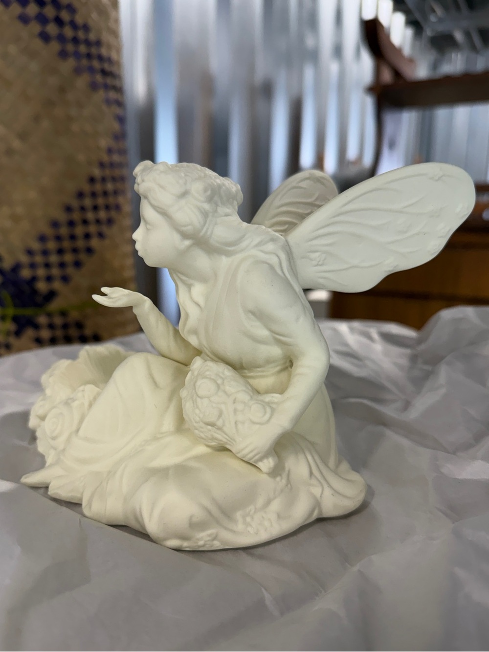 Vintage Cream Fairy Sculpture Figurine